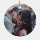 Onze eerste kerst met Plum Floral Foto Keramisch Ornament (Achterkant)