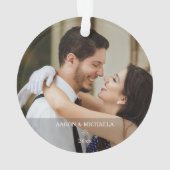 Onze eerste Kerst Minimal Verloving Fotogeschenk Ornament (achterkant)