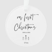 Onze eerste Kerst Minimal Verloving Fotogeschenk Ornament (voorkant)