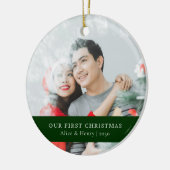 Onze eerste kerst | Minimale foto van Pas getrouwd Keramisch Ornament (Links)