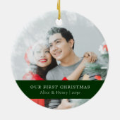 Onze eerste kerst | Minimale foto van Pas getrouwd Keramisch Ornament (Achterkant)