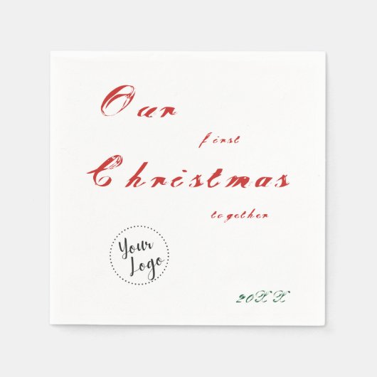 Onze Eerste Kerst Mis Aangepaste Logo Kleine Zakel Servet (Voorkant)