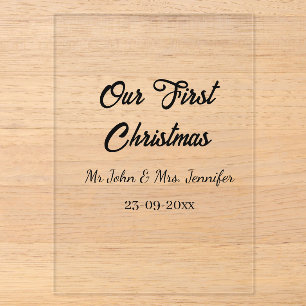 Onze eerste kerst mis en mevrouw koppel naam datum acryl uitnodigingen