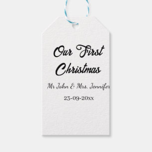Onze eerste kerst Mis en Mevrouw koppel naam datum Cadeaulabel