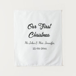 Onze eerste kerst Mis en Mevrouw koppel naam datum Wandkleed