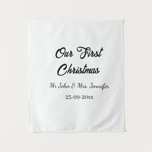 Onze eerste kerst Mis en Mevrouw koppel naam datum Wandkleed (Voorkant)