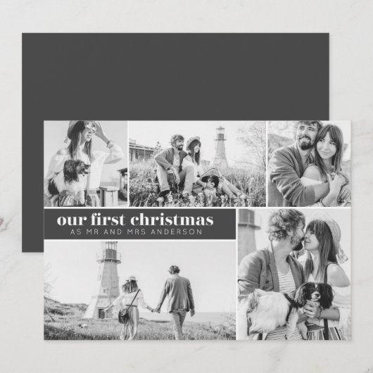 Onze Eerste Kerst Mis Foto Collage Kerst Aankondiging (Voorkant / Achterkant)