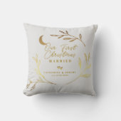 Onze Eerste Kerst Mis Gift Gouden Schrift Cadeau Kussen (Voorkant)