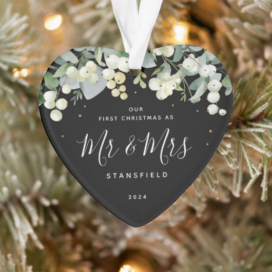 Onze Eerste Kerst Mis & Mevrouw Foto Hart Ornament (Boom)