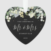Onze Eerste Kerst Mis & Mevrouw Foto Hart Ornament (voorkant)