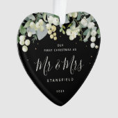 Onze Eerste Kerst Mis & Mevrouw Foto Hart Ornament (voorkant)