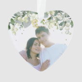 Onze Eerste Kerst Mis & Mevrouw Foto Hart Ornament (achterkant)