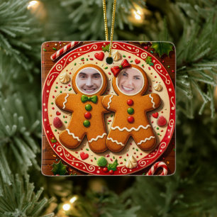 Onze Eerste Kerst Mis & Mevrouw Pret Kerstdakje Fo Keramisch Ornament