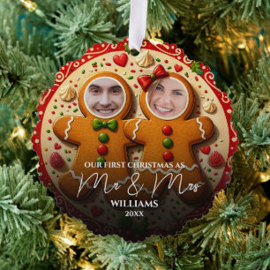 Onze Eerste Kerst Mis & Mevrouw Pret Kerstman Foto Ornament Kaart