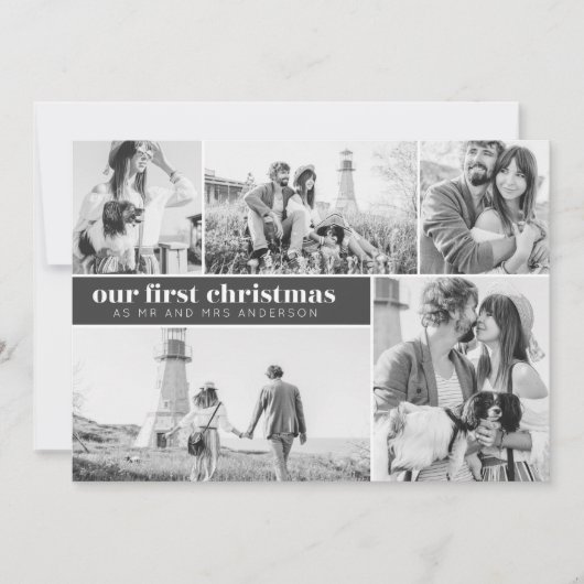 Onze Eerste Kerst Mis Moderne Fotocollage Kerstmis Aankondiging (Voorkant)