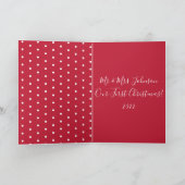 Onze eerste kerst | Monogrammen rood en wit Feestdagen Kaart (Binnen)