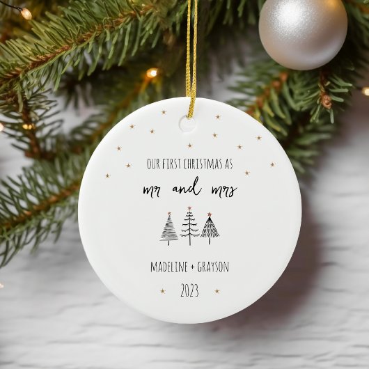 Onze eerste kerst Mr en Mrs Christmas Ornament