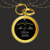 Onze eerste kerst Mr en Mrs Classy Gold Keramisch Ornament