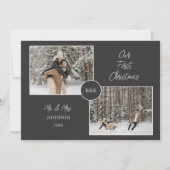 Onze eerste kerst Mr en Mrs Fun Holiday Foto Feestdagenkaart (Voorkant)