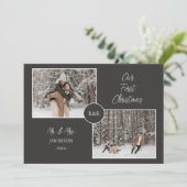 Onze eerste kerst Mr en Mrs Fun Holiday Foto Feestdagenkaart (Staand voorkant)