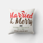 Onze eerste kerst Mr en Mrs Pas getrouwd Merry Kussen (Achterkant)