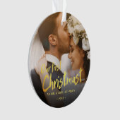 Onze eerste kerst Mr en Mrs Photo Wedding Ornament (voorkant)