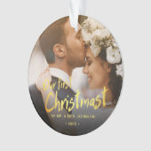 Onze eerste kerst Mr en Mrs Photo Wedding Ornament (voorkant)