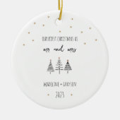 Onze eerste kerst Mr en Mrs Simple Trees Keramisch Ornament (Voorkant)