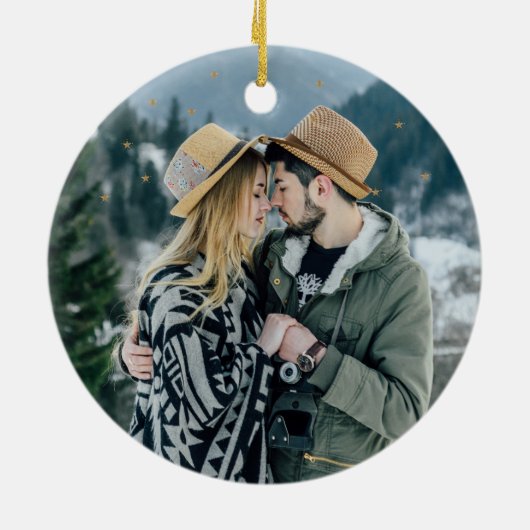 Onze eerste kerst Mr en Mrs Simple Trees Keramisch Ornament (Achterkant)