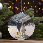 Onze eerste kerst Mr & Mrs Elegant bruiloft foto Keramisch Ornament