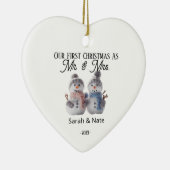 Onze eerste kerst Mr & Mrs Holiday Keramisch Ornament (Rechts)