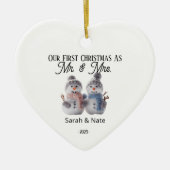 Onze eerste kerst Mr & Mrs Holiday Keramisch Ornament (Voorkant)