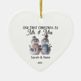 Onze eerste kerst Mr & Mrs Holiday Keramisch Ornament