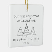 Onze eerste kerst Mr & Mrs Kerstbomen Keramisch Ornament (Rechts)