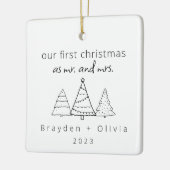 Onze eerste kerst Mr & Mrs Kerstbomen Keramisch Ornament (Links)