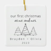 Onze eerste kerst Mr & Mrs Kerstbomen Keramisch Ornament (Voorkant)