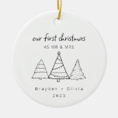 Onze eerste kerst Mr & Mrs Kerstbomen Keramisch Ornament (Voorkant)