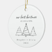 Onze eerste kerst Mr & Mrs Kerstbomen Keramisch Ornament (Links)