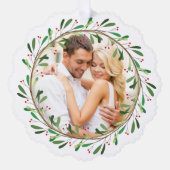 Onze eerste kerst Mr & Mrs Red Ornament Kaart (Voorkant)