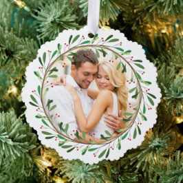 Onze eerste kerst Mr & Mrs Red Ornament Kaart