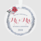 Onze eerste kerst Mr. & Mrs. Silver Poinsettia Ornament (achterkant)