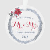 Onze eerste kerst Mr. & Mrs. Silver Poinsettia Ornament (voorkant)