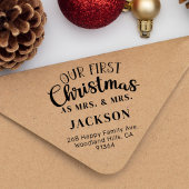 Onze eerste kerst MRS & MRS retour adres LGBTQ Rubberstempel