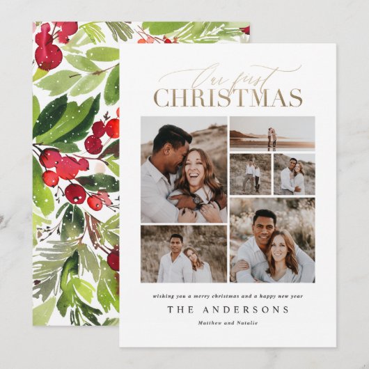 onze eerste kerst , newlywed bedankkaart (Voorkant / Achterkant)