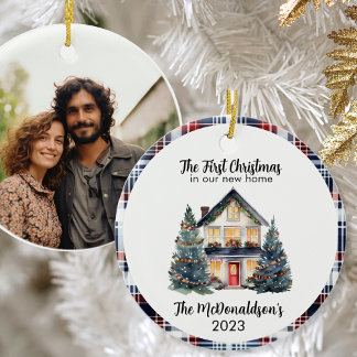 Onze eerste kerst nieuwe huis boerderij chique mar keramisch ornament