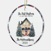 Onze eerste kerst nieuwe huis boerderij chique mar keramisch ornament (Links)