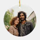 Onze eerste kerst nieuwe huis boerderij chique mar keramisch ornament (Achterkant)