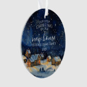 Onze eerste kerst nieuwe huis foto rustieke nacht ornament (voorkant)