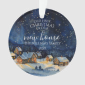 Onze eerste kerst nieuwe huis foto rustieke nacht ornament (voorkant)