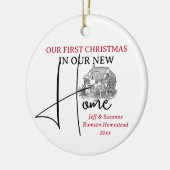 Onze eerste kerst nieuwe huis huisje keramisch ornament (Links)